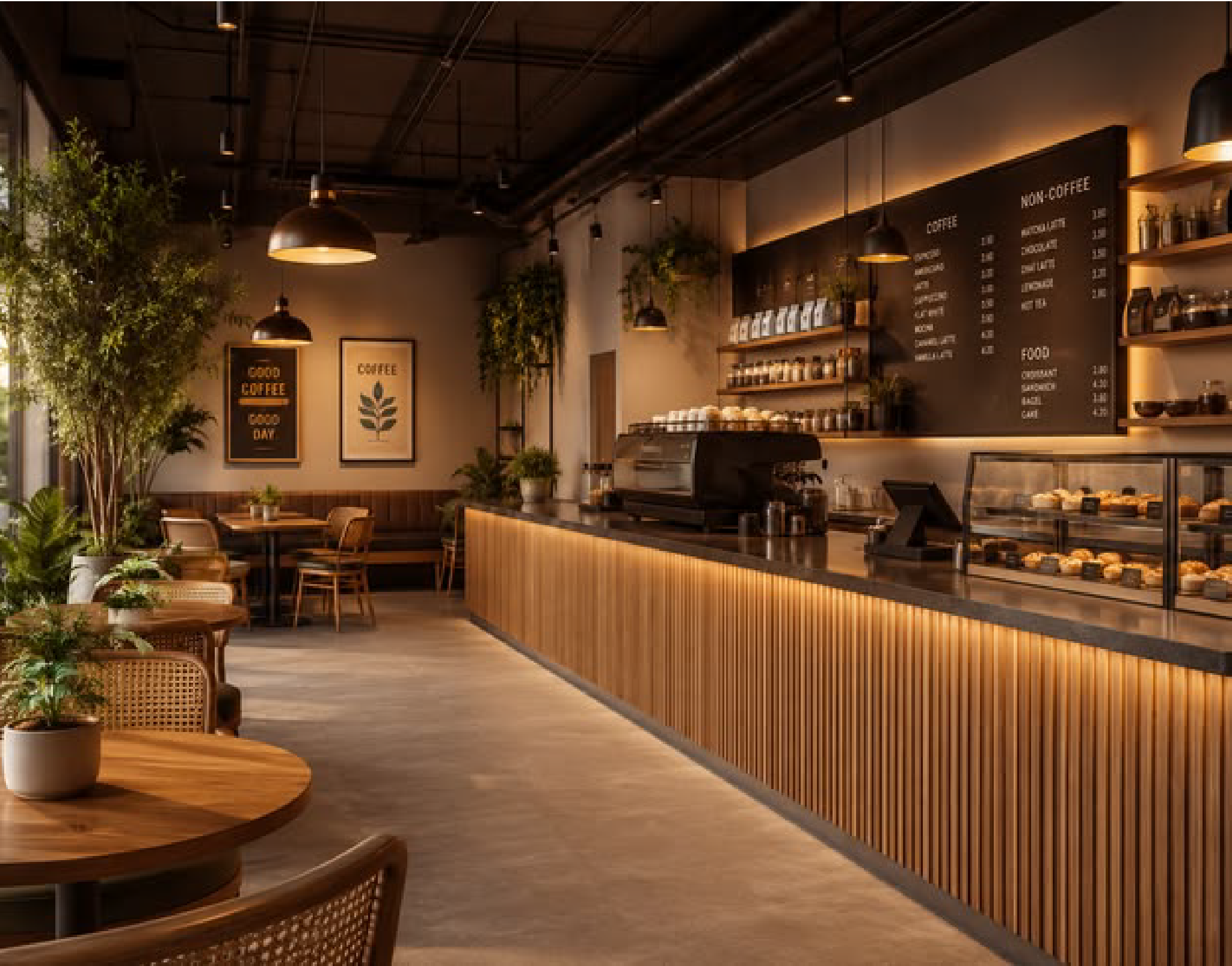 Cafe aydınlatma detayı