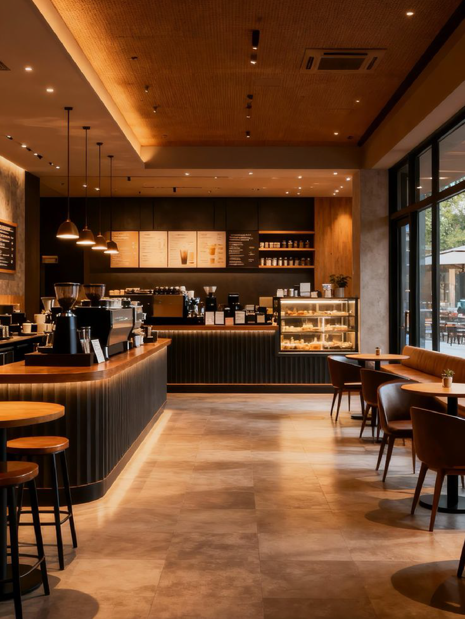 Cafe iç mekan dekorasyonu - genel görünüm